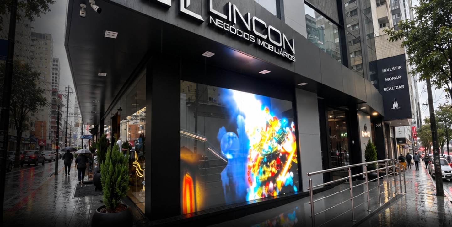 Painel de LED em fachada de loja
